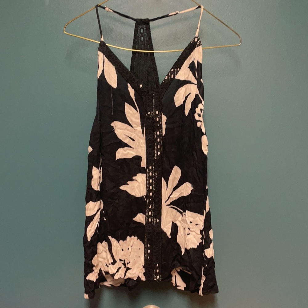 Luck Brand Floral print sheer tank ~ L